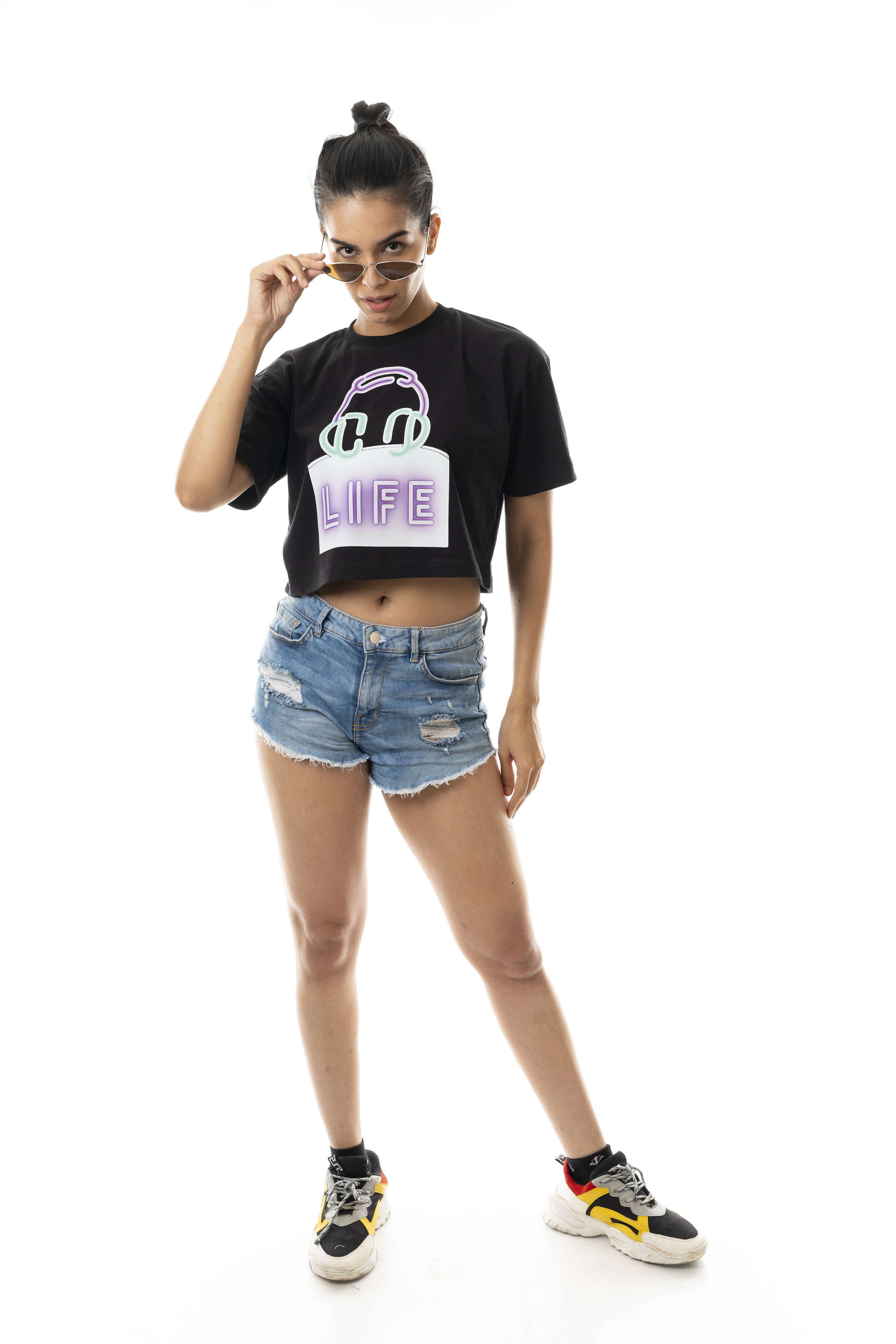 MUSIC IS LIFE | Women's Printed Oversized Crop top