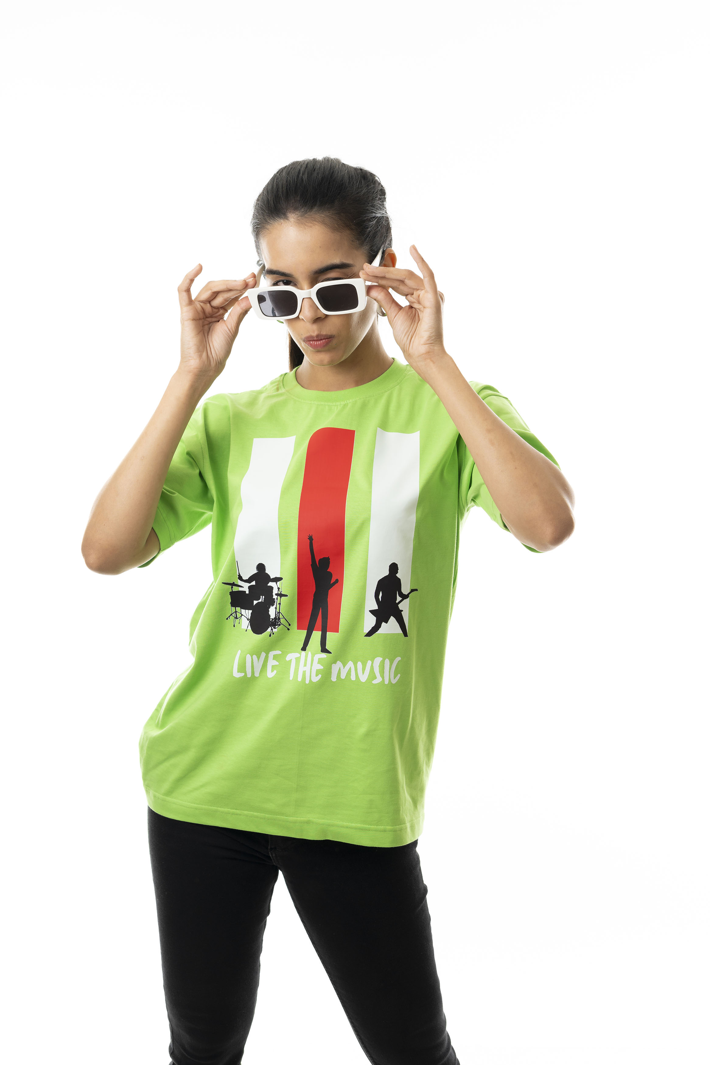 LIVE THE MUSIC | Women's Printed Dropped Shoulder/ Oversized T-shirt