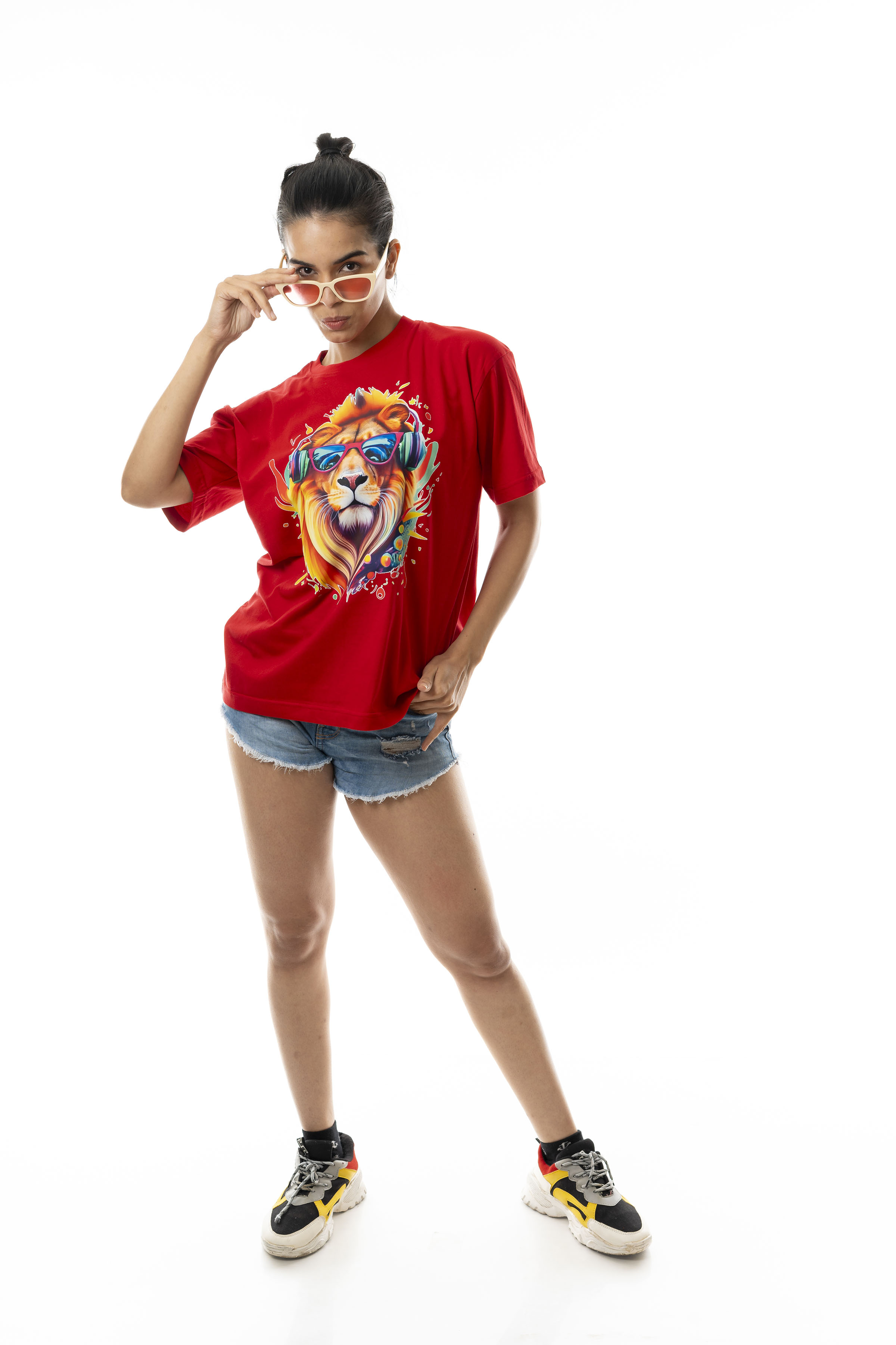 LION with SWAG | Women's Printed Dropped Shoulder/ Oversized T-shirt
